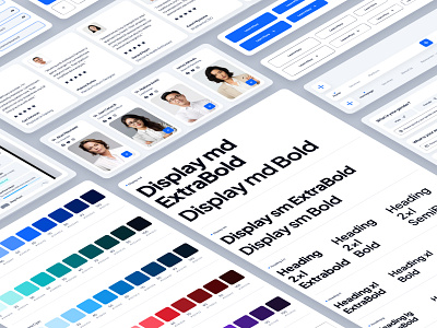 asklepios: AI Healthcare & Wellness Website | Design System UI blue button ui clean color palette ui design system flat healthcare design landing page design minimal modern team profile ui testimonial ui text input ui typography ui ui component ui components ui design ui kit web deisgn