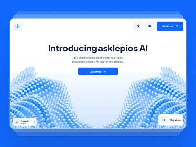 asklepios: AI Healthcare & Wellness Website | Hero Section UIUX 3d abstract data blue clean health ai health ai website health data healthcare ai healthcare ai website healthcare data healthcare website landing page minimal personalized health ui ui kit virtual care web design website website hero