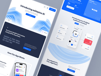 asklepios: AI Healthcare & Wellness Website | Platform Page UIUX abstract 3d ai health companion blue clean data visualization health health ai health data health monitoring health ui healthcare data healthcare landing page healthcare web design healthcare website medical website minimal personalized health strangehelix ui kit virtual care