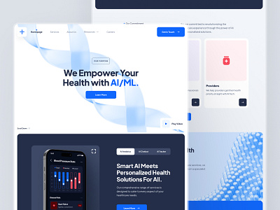 asklepios: Personalized AI Healthcare Website | Services Page UI 3d abstract data biotech blue clean dna health health ui healthcare healthcare ai healthcare ai website healthcare landing page medical minimal personalized health ui kit virtual care web design website wellness