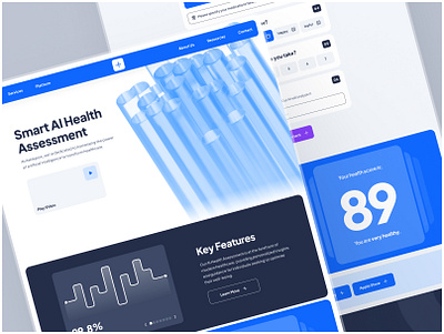 asklepios: AI Healthcare & Wellness Website | Health Assessment 3d abstract biotech blue health assessment health data health onboarding health ui healthcare healthcare landing page healthcare ui healthcare website landing page medical medical website minimal ui ui kit virtual care web design