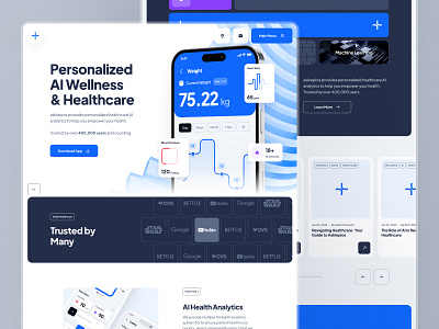 asklepios: AI Healthcare & Wellness Website | Homepage UIUX abstract 3d blue clean health ai website health monitoring health tracker website health ui health website healthcare healthcare ai website healthcare ui healthcare website helath landing page minimal ui ui kit virtual care website wellness