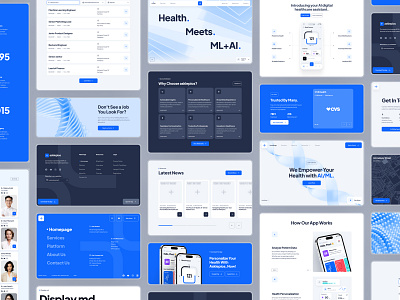 asklepios: AI Healthcare & Wellness Website | Desktop Overview 3d abstract ai health companion ai healthcare website blue design system figma health healthcare healthcare landing page healthcare website landing page landing page design minimal predictive health ui kit virtual health web design website website design