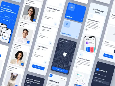 asklepios: AI Healthcare & Wellness Website | Mobile UIUX ai health companion website ai healthcare website blue clean figma healthcare healthcare landing page healthcare web design healthcare website landing page medical website minimal mobile website modern responsive web design responsive website ui kit virtual health web design website design