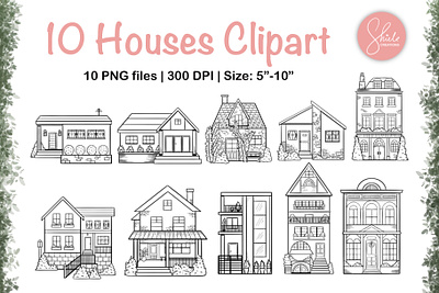 10 Houses Clipart Bundle clipart bundle detailed house drawing digital sketch hand drawn home clipart home sweet home house bundle house clipart house design house doodle house drawing house doodle house illustration houses neighborhood housewarming gift minimalist clipart minimalist house modern house neighborhood housing png clipart png elements