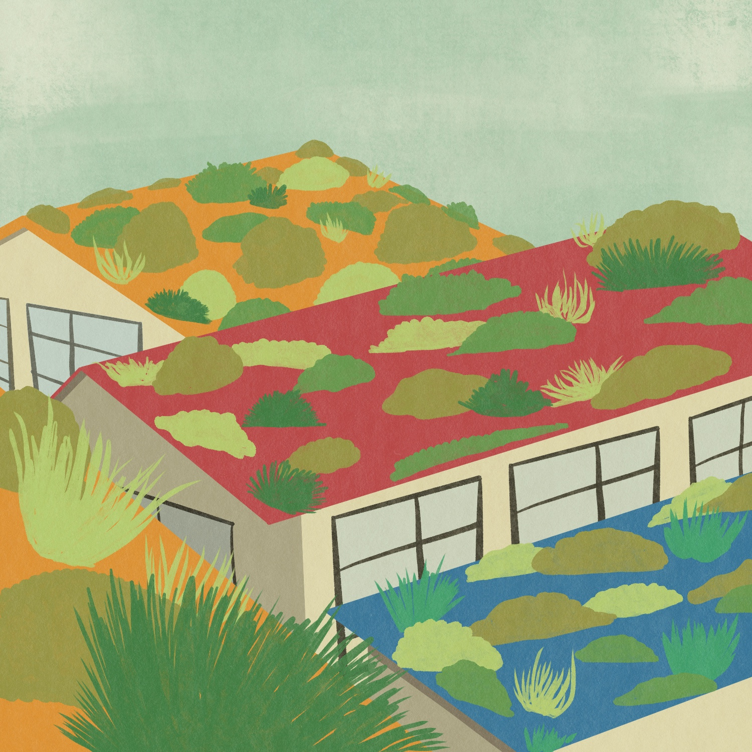 Climatebase.org Hero Image brand identity carbon capture career illustration climate change climate change art commercial illustration digital art digital illustration earth day art editorial illustration editorial illustrator green cities green jobs landscape modern cities science art solar panels start up website illustration windmills