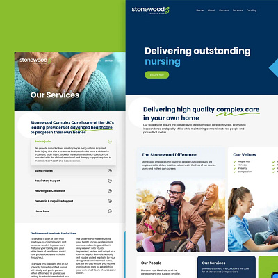 Stonewood Web Design Project blue branding clean friendly green healthcare web web design