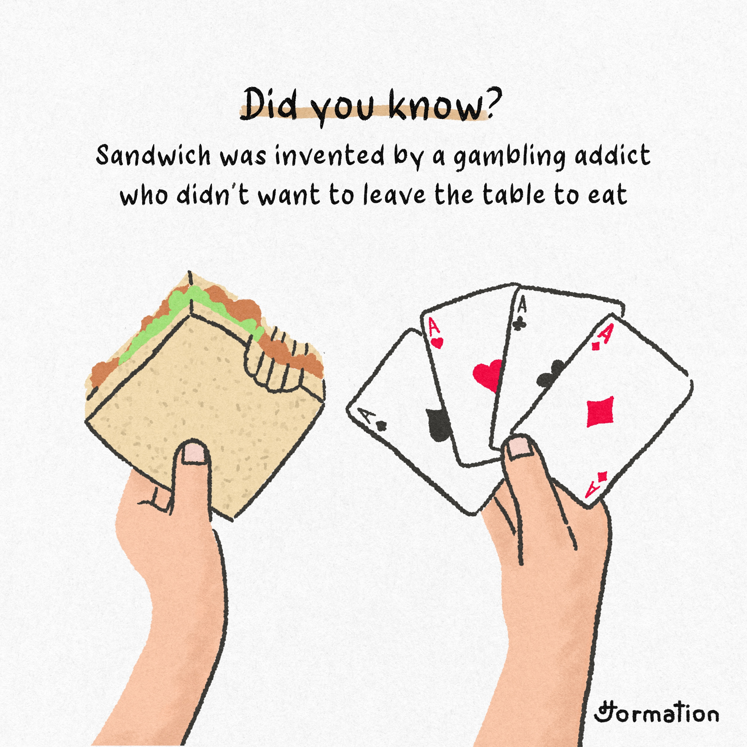 Sandwich was invented by a gambling addict cards cartoon digital art digital illustration drawing fun fact gambling illustration sandwich