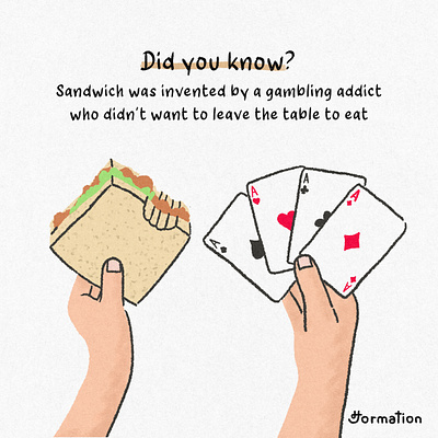 Sandwich was invented by a gambling addict cards cartoon digital art digital illustration drawing fun fact gambling illustration sandwich