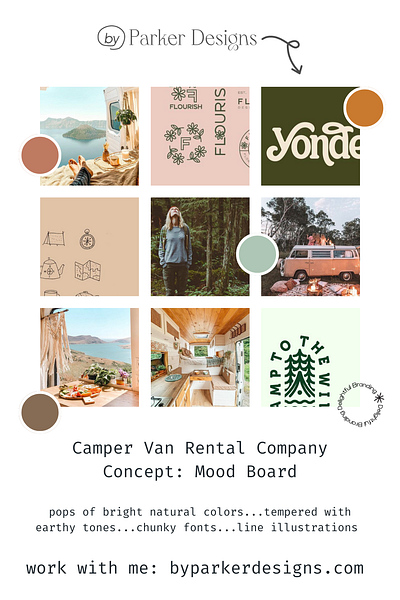 concept mood board: van life fictional brand brand design branding branding design design graphic design logo mood board typography