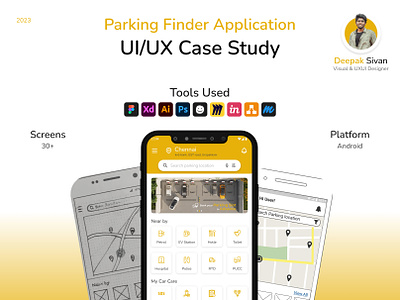 Parking finder UXUI Case study (PARKIT) adobe xd android app app ui booking car parking case study figma parking logo mobile application navigation parking finder parking reservation parking slot slot booking ui ui design user experience uxui yellow