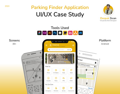 Parking finder UXUI Case study (PARKIT) adobe xd android app app ui booking car parking case study figma parking logo mobile application navigation parking finder parking reservation parking slot slot booking ui ui design user experience uxui yellow