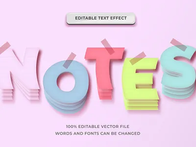 Notes Paper Pastel Text effect 3d text editable font style illustrator layer style modern text notes paper paper text pastel text effect