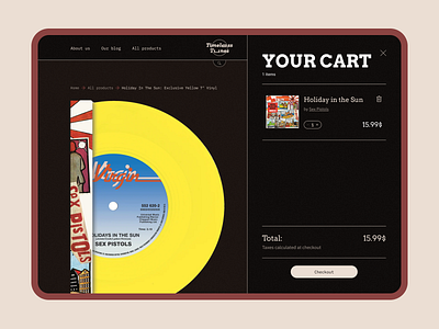 Shopping Cart Pop-up e commerce pop up retro ui ux vinyl records web design