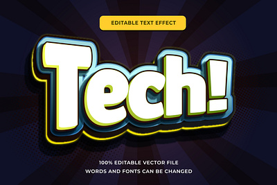 Tech modern text effect editable adobe illustrator design editable font effect font style illustration illustrator layer style tech technology text effect