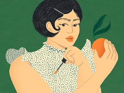 Orange Lipgloss by Haley Schulz character artist character design character illustrator digital illustration digital portrait draw people drawing faces face illustration fashion illustration female illustrator feminist artist fruit illustration makeup midwest illustrator orange people art people illustrator portrait portrait illustration women of illustration