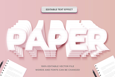 Paper Text effect editable adobe illustrator design editable font effect font style illustration illustrator layer style paper design paper style paper text text text effect