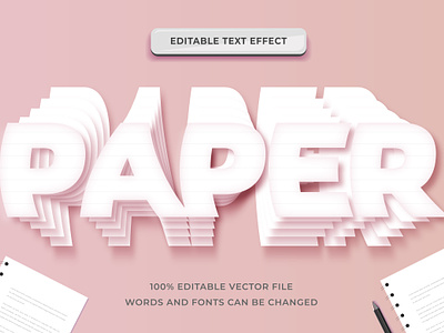 Paper Text effect editable adobe illustrator design editable font effect font style illustration illustrator layer style paper design paper style paper text text text effect