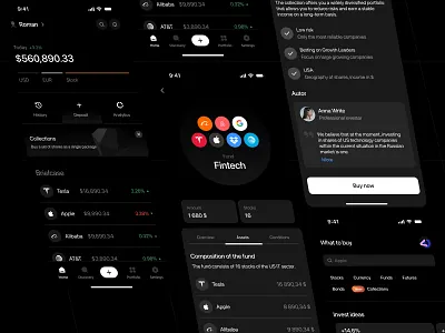 Mobile application for investment dark invest mobile stocks ui
