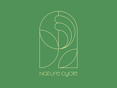 Nature Cycle circular design green leaf light line linear logo logo design logotype loop nature stroke stroke logo symbol thin yellow