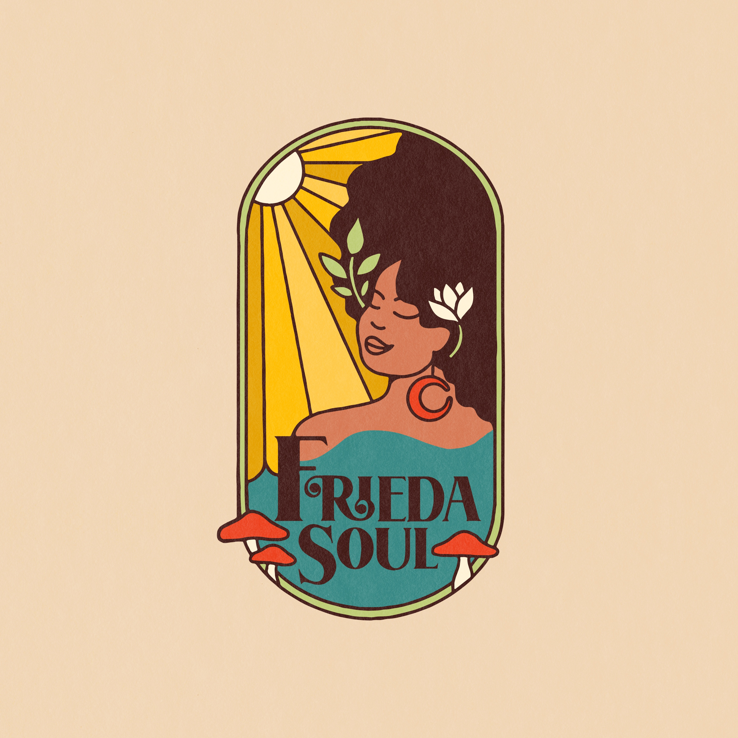 Frieda Soul Jewelry artsy logo brand designer brand identity brand illustration branding creative logos female graphic designer feminist graphic design graphic designer jewelry logo logo designer madison wisconsin mushroom retro small business small creative business sun wisconsin creative