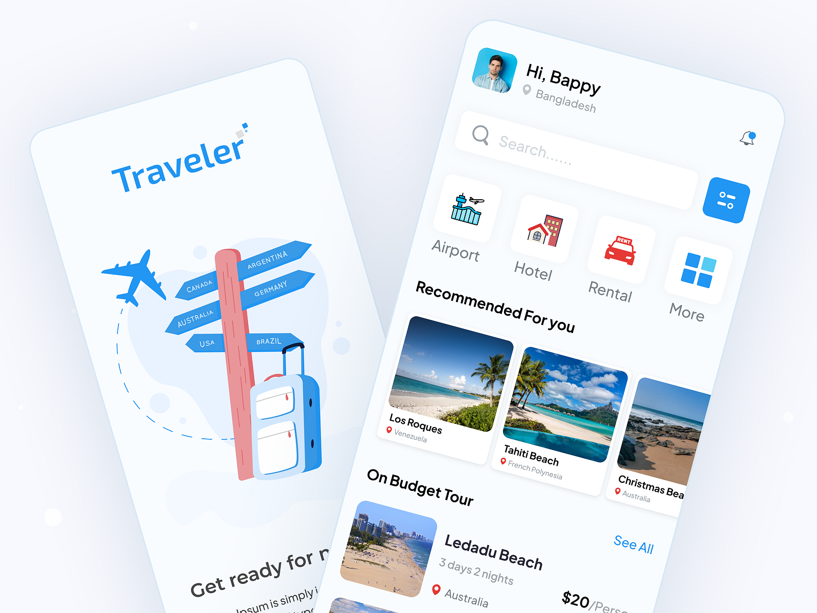 Travel app home screen UI design by Alok Chandra Das on Dribbble