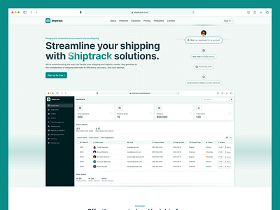 Shipment Management Admin Dashboard Saas Website Header Concept admin cargo component dashboard data header hero section illustration inventory landing page logistics order saas shipment shipping table tracking web design webapp website