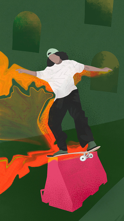 Skater art direction article character character design colorful design graphic design grind gritty illustration kickflip procreate skate skateboarding skater texture vans