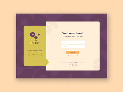 Sign in/up page for a dog support volunteering website dailyui dailyui001 login signin signup ui ui design user interface