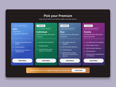 Daily UI Challenge 030 - Pricing appdesign dailyui dailyuichallenge design graphic design illustration pricing productdesign spotify spotifydesign ui uiux uiux design uiuxdesign ux uxdesign webdesign website