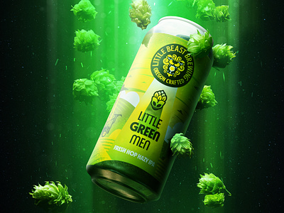 Little Green Men - Photo BTS alien beam beer beer can beer label branding brewery can farm farming fresh hops green hops ipa motion graphics packaging photography space spaceship ufo
