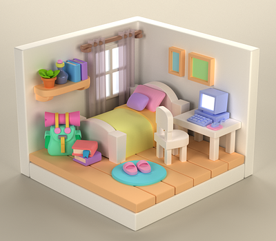 A tiny bed room 3d