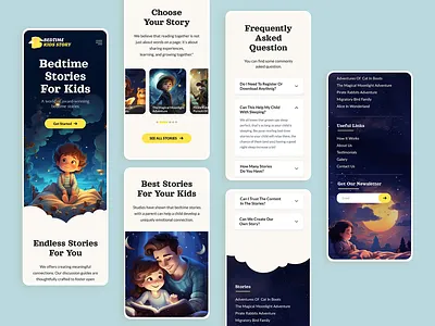 Bedtime Stories For Kids bedtime stories for kids children website design kerem birgün kids kids learning landing page tobacco responsive design ui design uiux