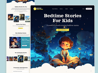 Bedtime Stories For Kids bedtime stories for kids children design kerem birgün kids game kids learning landing page tobacco responsive design ui design uiux
