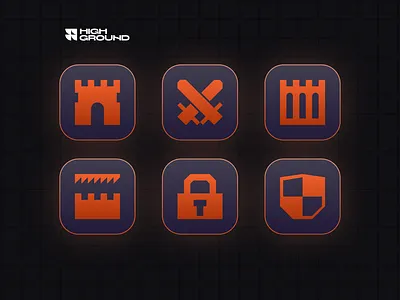 High Ground Icons brand branding cyber cyber security design designer engineering graphic design icons illustration information internet security logo orange purple software ui visual design visuals web