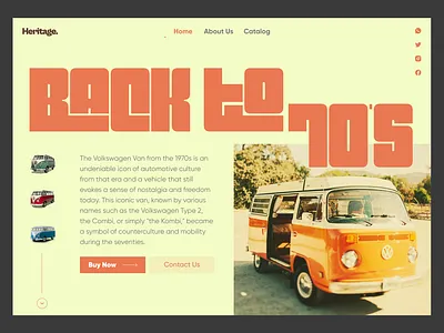 Vintage Cars / Website 70s app branding bus buy car design disco ecommerce kombi old purchase school time ui ux van vintage website wolkswagen