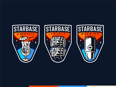 Starbase brand badge beer brewing coctail craft design drink font icon illustration letters logo nasa outerspace rocket space space x spirit stars typo