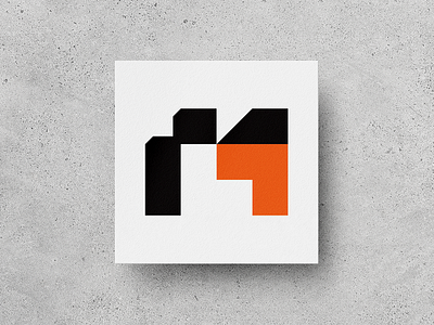R1 Business Card black branding business card custom mark geometric lettermark logo mark monogram orange r letter r letter logo simple squares symbol