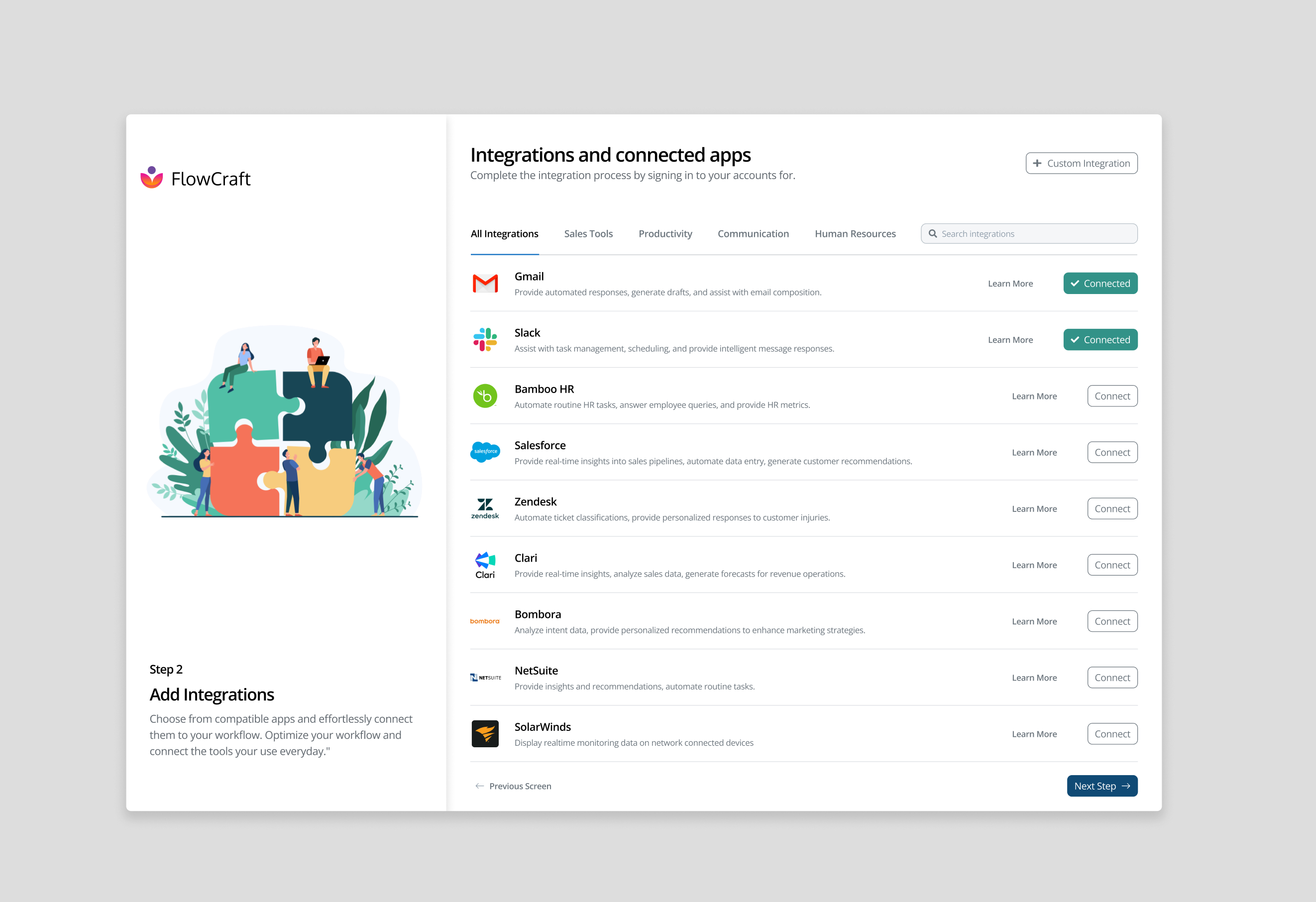 App Integrations ai app business connect design figma integrate integration product ui