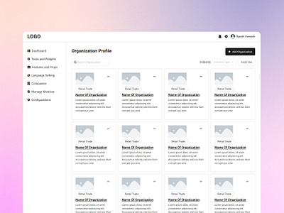 Elegant Organization Profiles Page Design With Converted Code comapnies ux design companies company listing page company profile converted code design inspiration dribbble figma design frontend developer graphic design manage company org profile page organization profile profile screen ranjith ramesh ranjithrameshr select company show companies ux