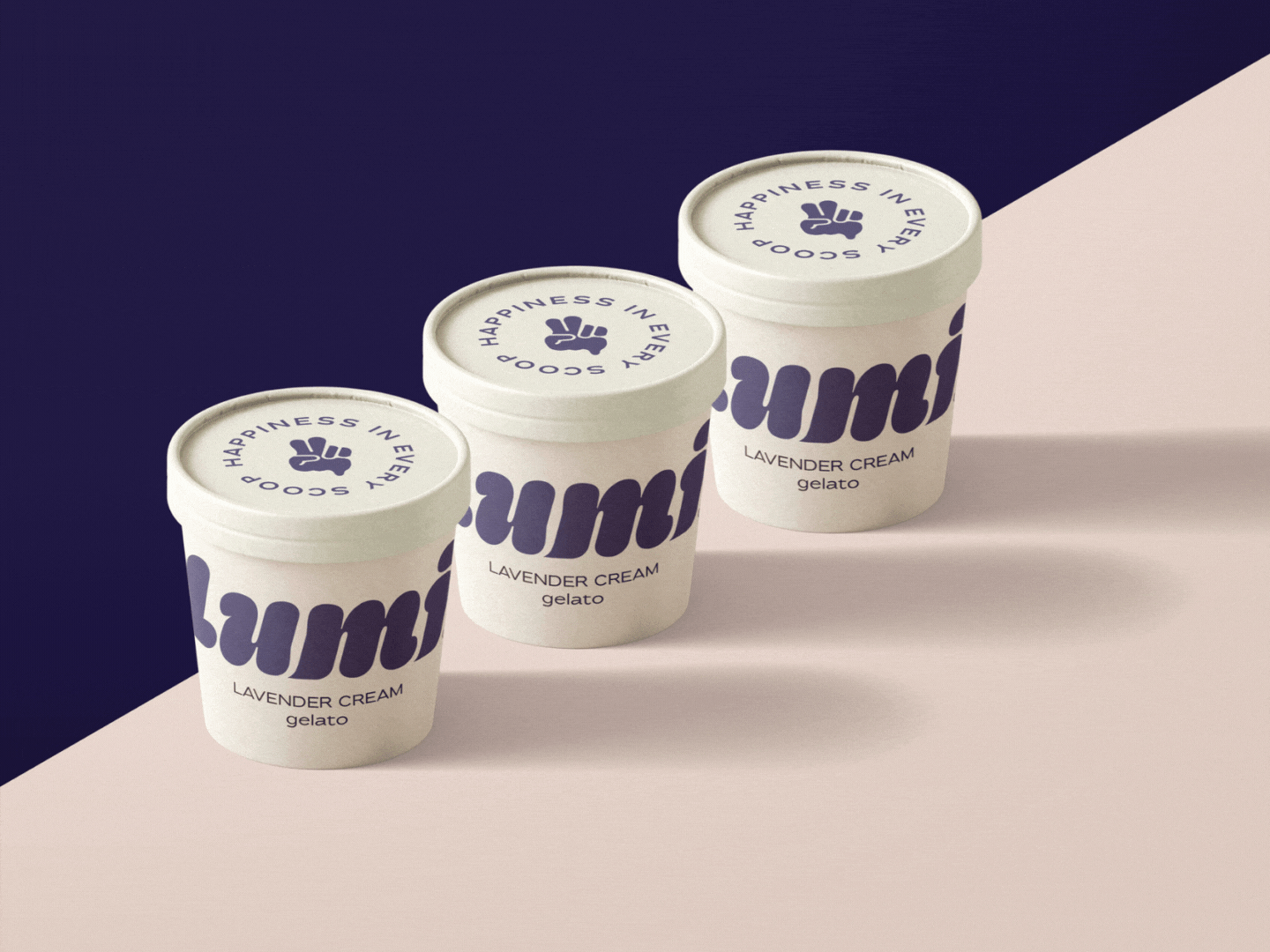 Lumi Ice cream Package Design blob branding bubbly chunky design gif graphic design hand ice cream icon logo mark package packaging peace purple type typography