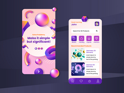 3D Products App UI Design 3d product app ui 3d products app design app design learning app design mobile app mobile app design mobile app ui product app ui ui ui design
