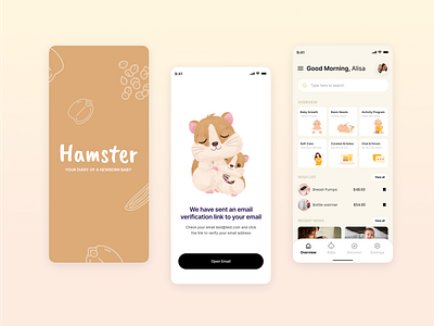 Hamster - mobile app concept care child cute mobile app mother uxui