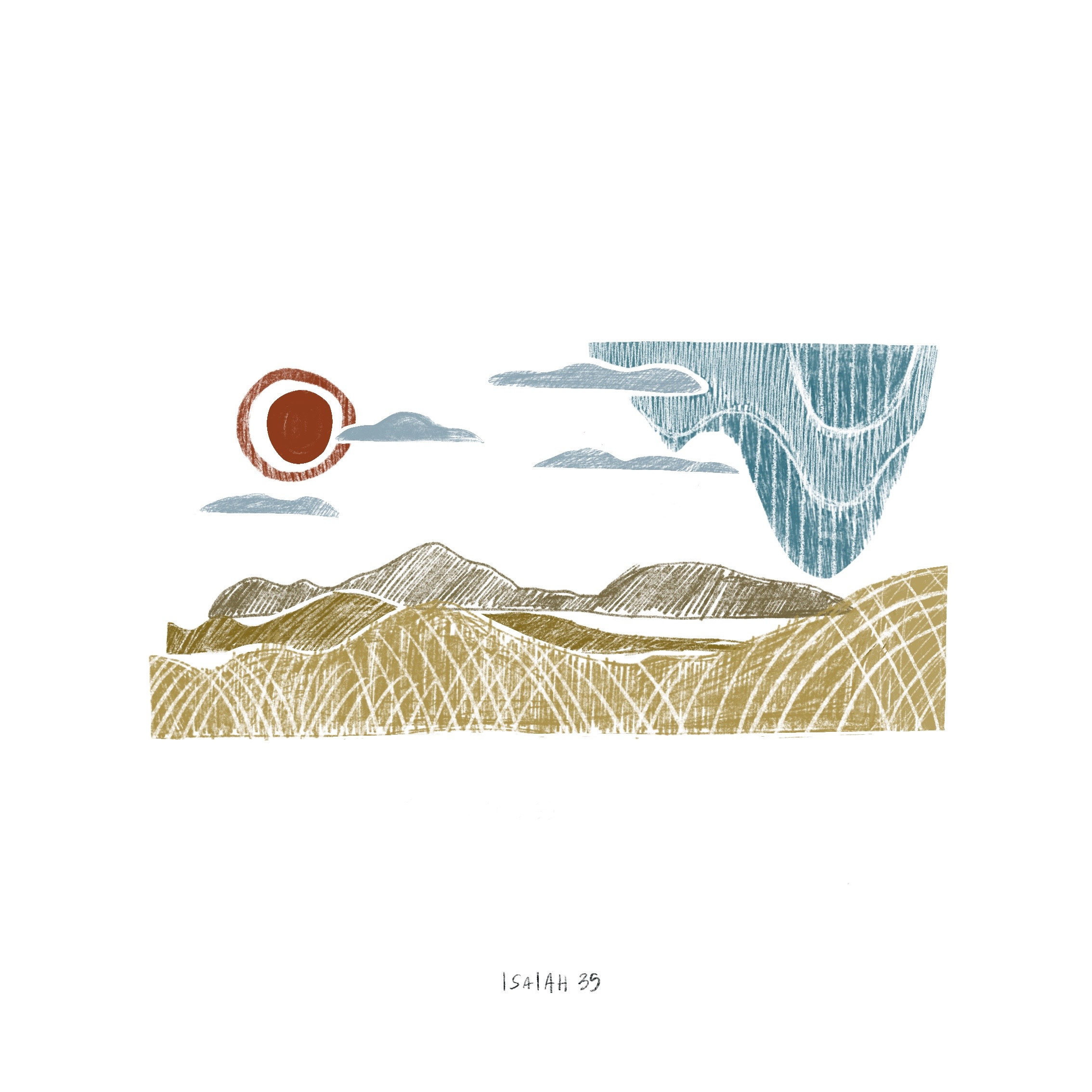 Isaiah 35 bible bible design bible illustrations bible project biblical themes books of the bible christian art christian artists christian illustration church calendar church design church illustration gold yellow interpretive illustration isaiah liturgical design liturgical illustration organic illustrations organic sketch