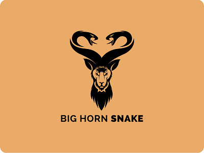 Big Horn Snake Logo 3d africa anaconda antelope bite branding exclusive goat graphic design hunter identity logo motion graphics mountain goat simple spiral horned strong ui ux zoo