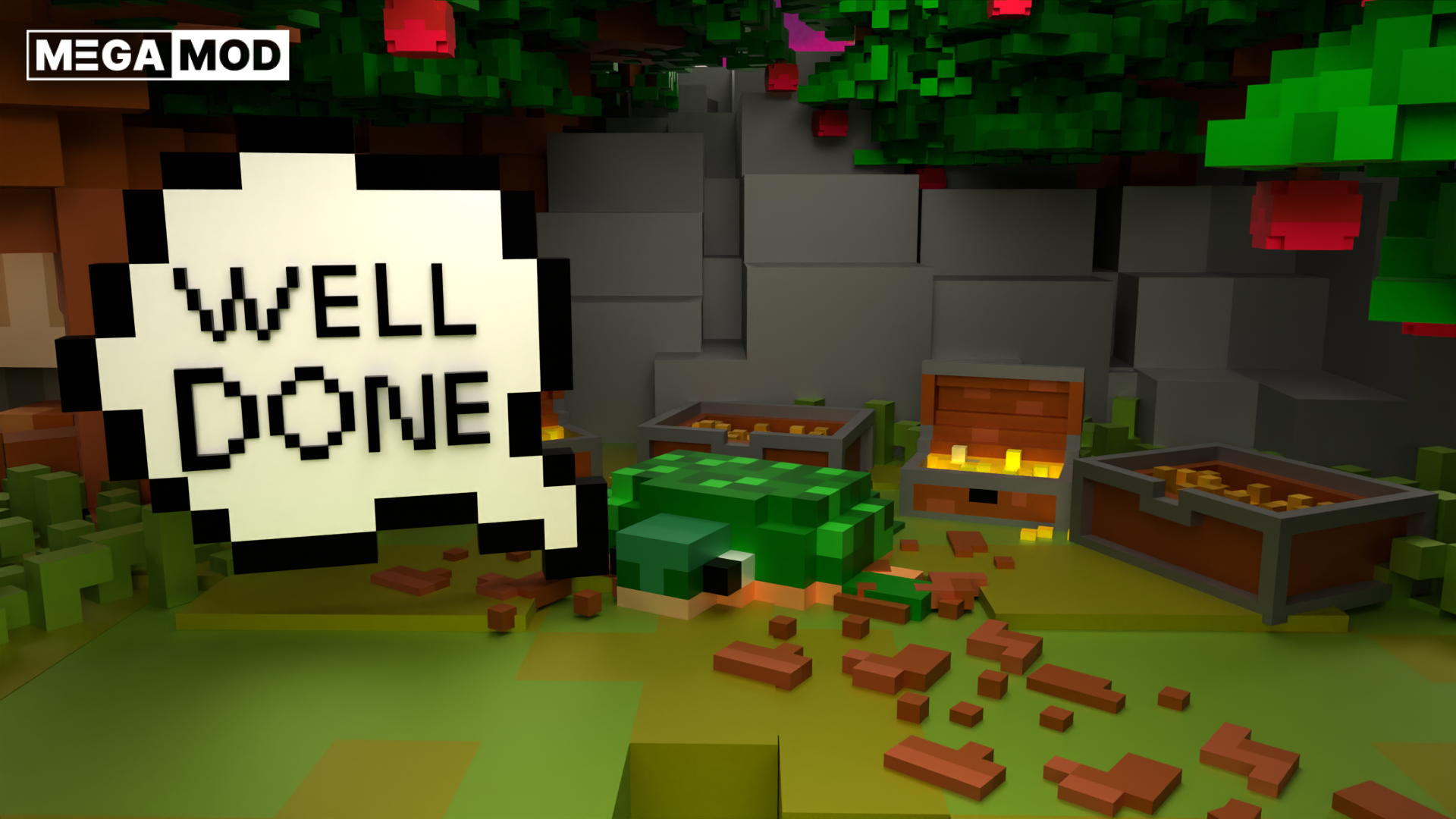 Turtle 3d building cave chest cube games lego megamod minecraft quest roblox treasure turtle voxel voxel graphics voxelart