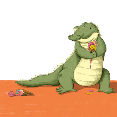 Who does like ice cream? children illustration crocodile funny ice cream illustration illustrator kids