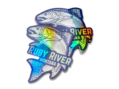 Holographic Ruby River Stickers colorful design graphic design holographic photography stickers