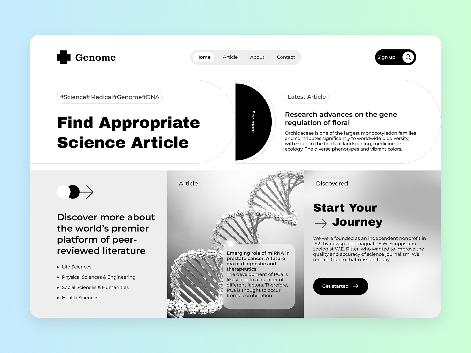 Science Article Landing by Mobina Atyabi for Pela Design on Dribbble