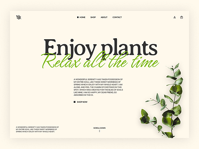 Plant Shop Website Landing Page Inspiration above the fold design landing minimal plant plant shop shop ui ux website